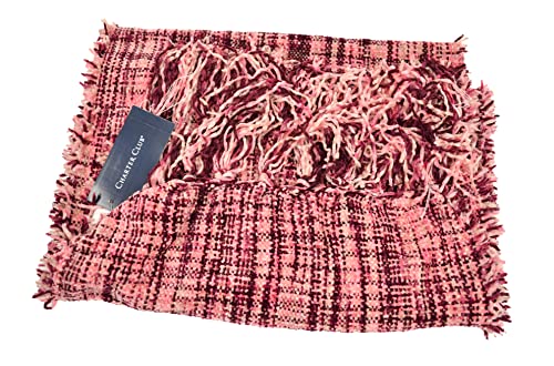 Save On Product Designer Women's Club Woven Chenille Oblong Scarf Cold winter Wine and Pink2