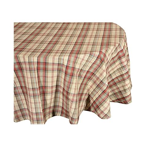 Yourtablecloth Cotton Checkered Round Tablecloth (Cabin Plaid, 70" Round) Cover