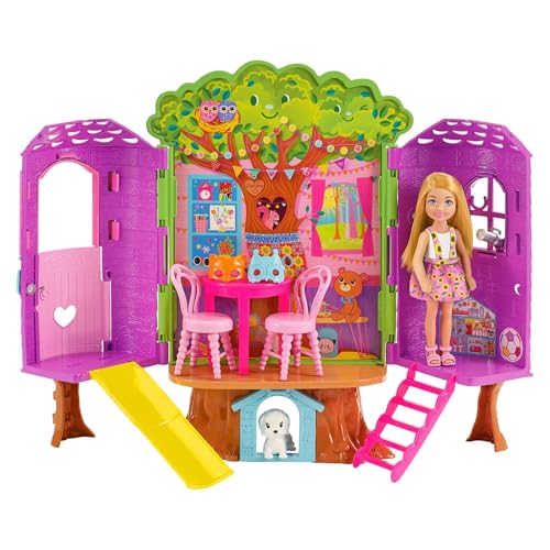 Barbie Chelsea Casa del árbol Set de Juego para muñecas con Accesorios, Juguete +3años (Mattel HPL70)