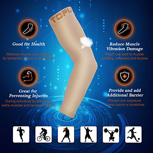 Compression Arm Sleeve, 1 Pair For Unisex, 20-30Mmhg Graduated Compression Elbow Sleeve For Recovery, Relieves Pain, Supports Muscles & Joints, Tennis Elbow & Golfers Brace, Edema, Swelling, Beige M #TOP3
