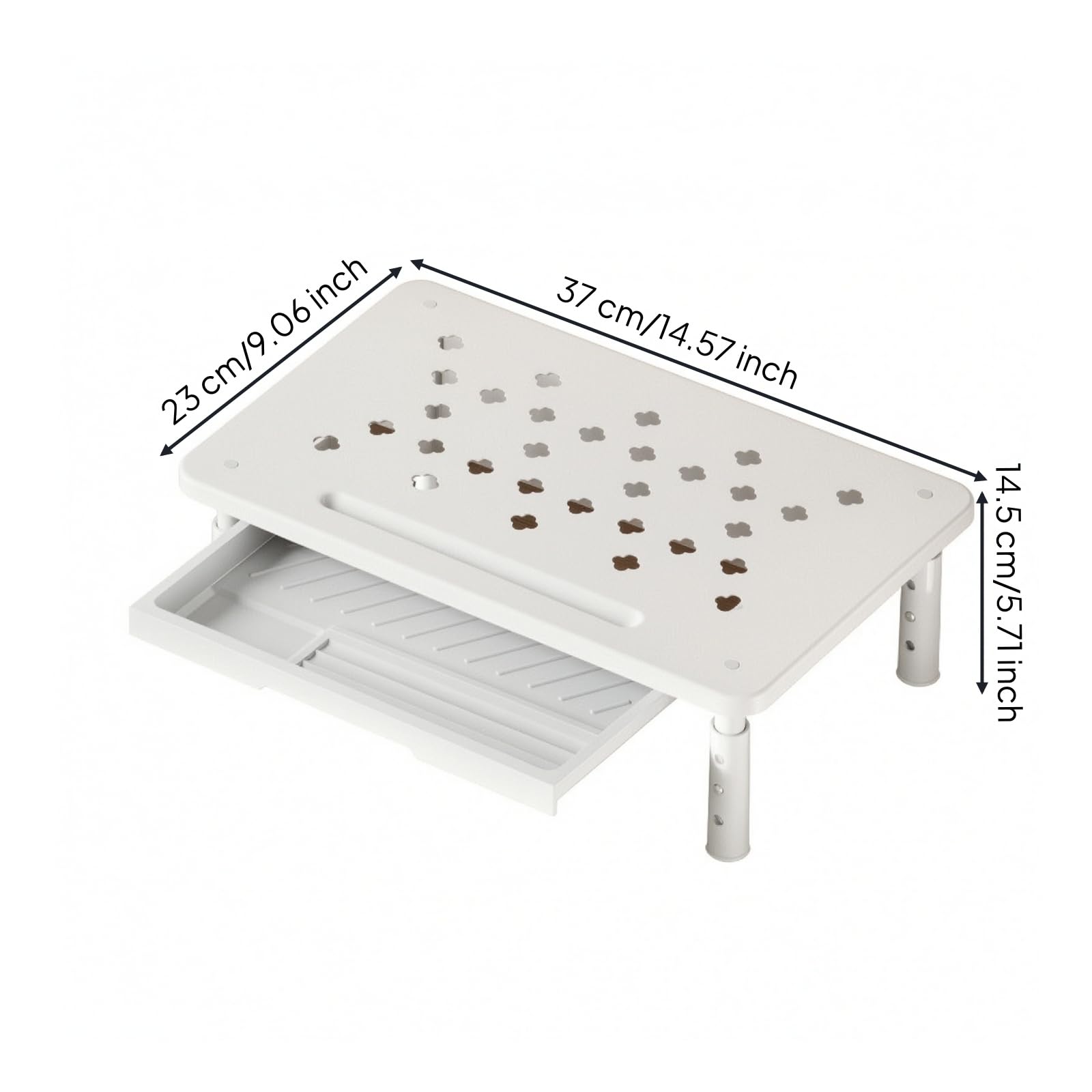 B Baosity Soporte Pantalla Escritorio con Cajón Ventilado Elevador Pantalla Altura Ajustable Base Elevadora con Cajón Extraíble para Oficina,