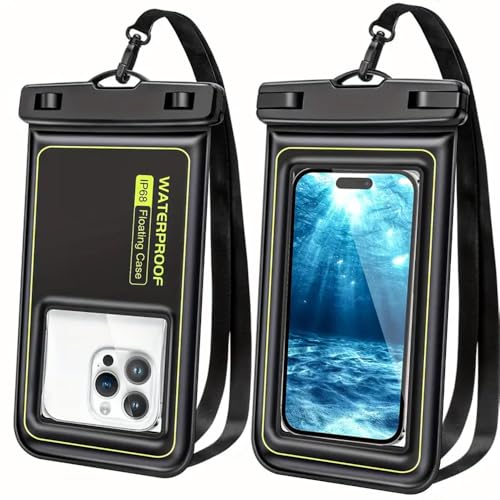 Floating Waterproof Phone Case 2-Pack, IPX8 Certified Waterproof Phone Pouch, Dry Bag for 7 IN Cellphone with Neck Strap, Water Protector Bag for Cruise Boat Beach Travel Essentials (Black Green) - image 1