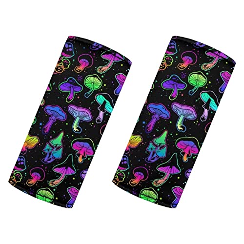 DISNIMO Juego de 2 fundas para asa de equipaje de viaje, diseño de hongos, color rosa, con estampado de vaca, funda de protección, asa de maleta, guantes, fabricantes de equipaje, envolturas,