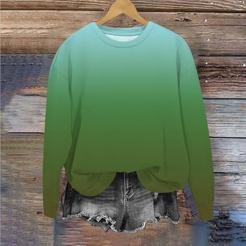 Girls Oversized Crewneck Sweatshirts Long Sleeve Gradient Shirts Casual Pullover Tops Teen Preppy Clothes 1-12T4