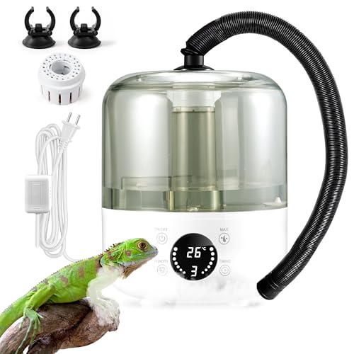 MALLMALL6 Reptile Fogger with Constant Humidity Controller & Timing, 3L Top-Fill Terrarium Humidifier with Humidistat, Smart Touch Screen Adjustable Fogger Mister Tank for Reptiles Amphibians Herps