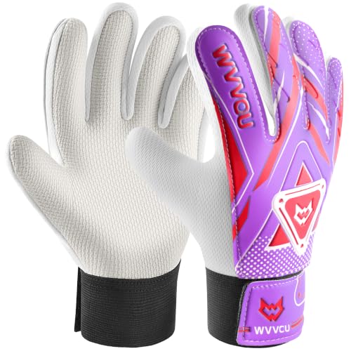 WVVOU Goalkeeper Gloves for Kids Youth, Soccer Goalie Gloves with Double Protection, Anti-Slip Soccer Gloves, Super Grip