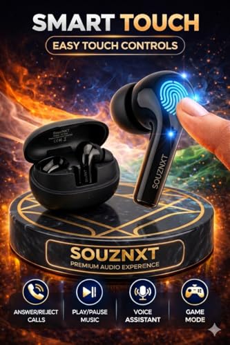 Image of Supreme Wireless Earbuds, Bluetooth 5.4, Quad Mic ENC Noise Cancellation, 72H Playback, Deep Bass, Fast Charging (Black)