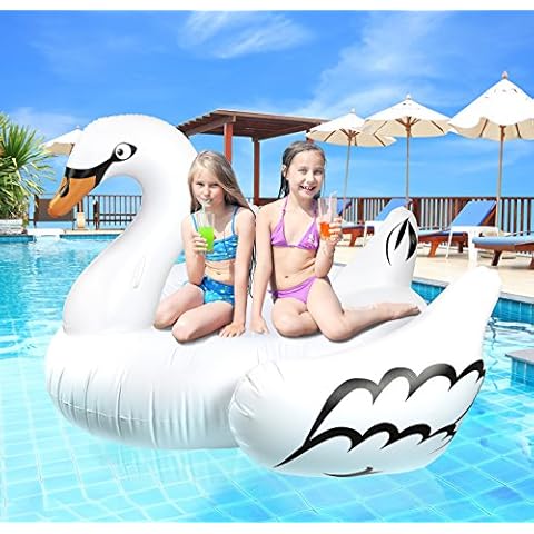 Greenco Giant Inflatable Swan Pool Float Lounger, Inflatable Pool Floats 75" Cover