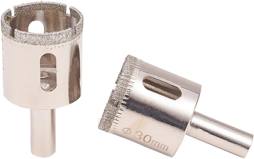 Utoolmart ガラスドリル ホールソー ドリルセット ドリルビットセット ガラス タイル用 ドリルビット ホールソーセット コアビット ガラス 穴あけ 混合 ガラス 研削 加工 穴あけ 硝子 大理石 陶器 レンガ タイル カッター シルバー 30mm 2pcs Wholesalelead In