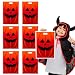 Super Z Outlet Jack-O-Lantern Orange Pumpkin Face Halloween Trick or Treat Plastic Candy Bags for Party Favors, Snacks, Decoration, Children Arts & Crafts, Event Supplies (50 Bags)