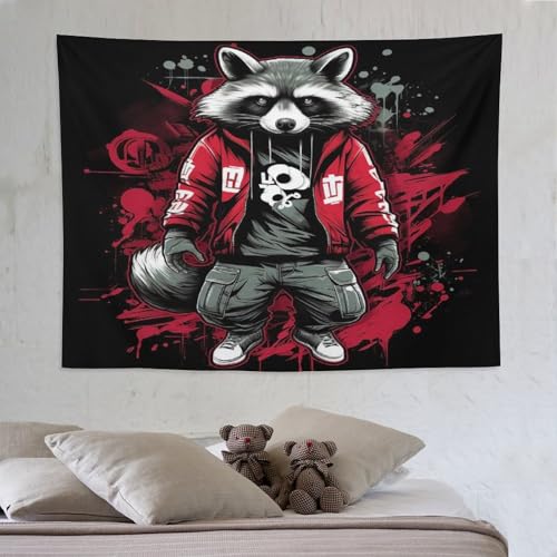 Tapisserie murale raton laveur 150x200cm en tissu pour decoration