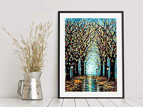 DIY 5D Diamond Painting Kits for Adults,Round Full Drill -Crystal Rhinestone Embroidery Cross Stitch Mosaic Making Diamond Art, Colored Trees Scenery Home Decor 11.8\"X15.7\" - Thumbnail 3