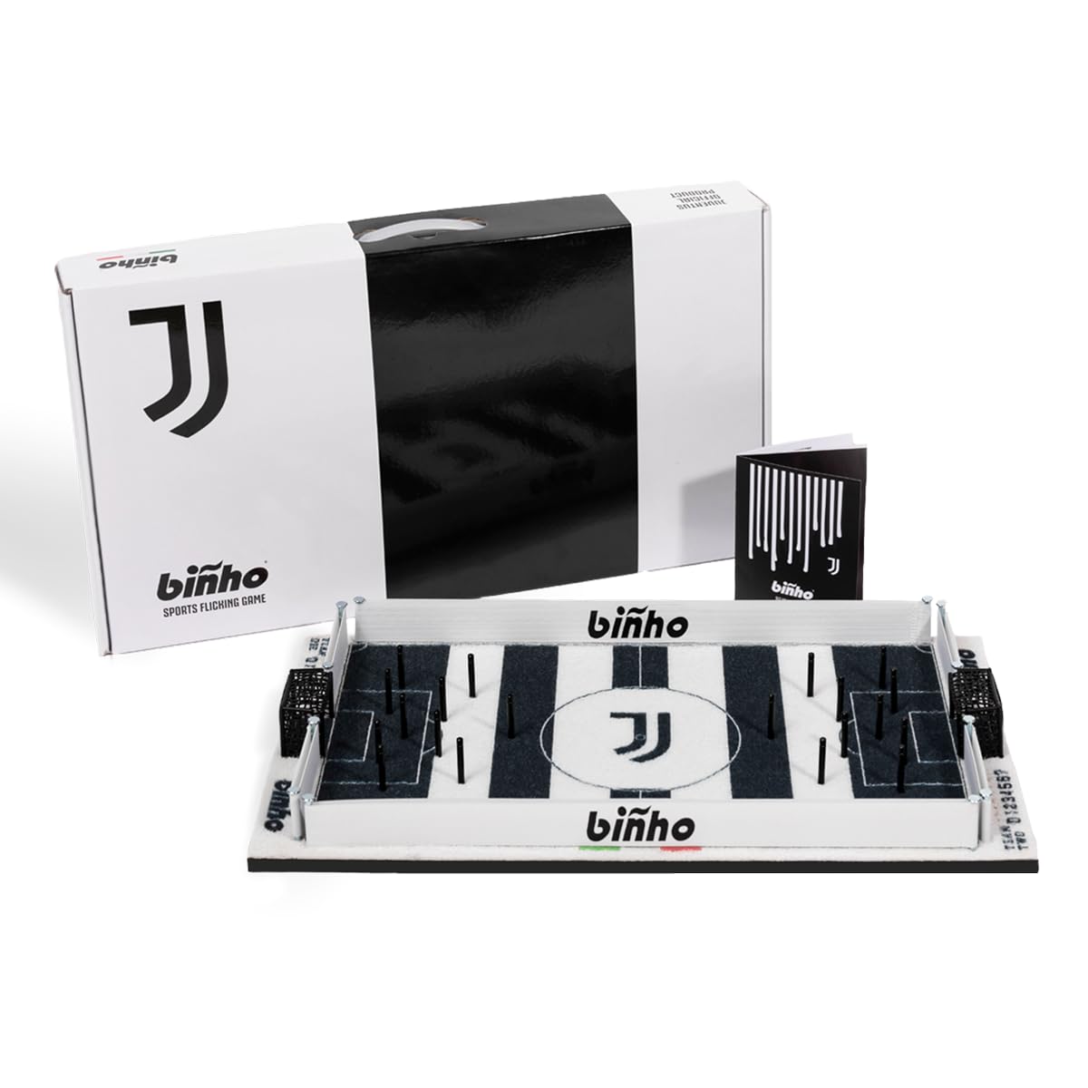 Binho Board Classic Board Game Juventus Edition - 2-Player Fast-Paced Finger Flicker Pinball Family Board Games - Portable Tabletop Sports Game Set for Any Occasion