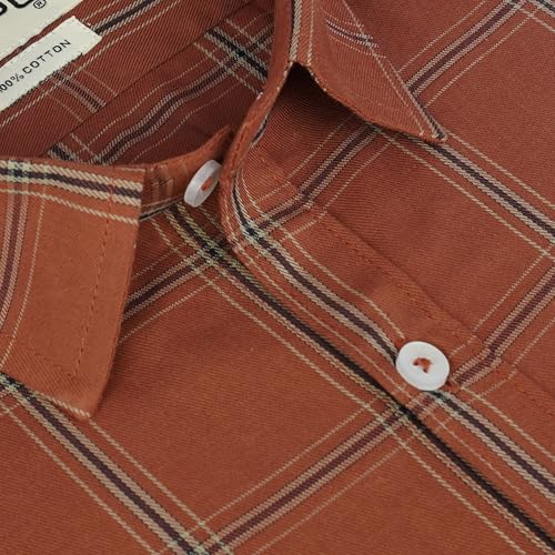Image of GHPC 100% Cotton Checkered Half Sleeves Regular Fit Formal Shirt for Men
