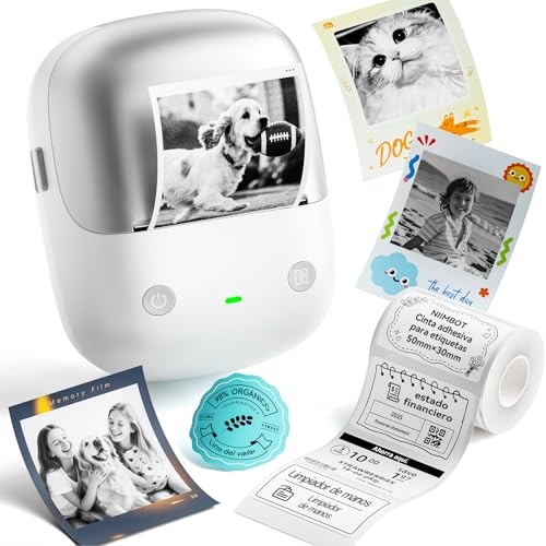 NIIMBOT Etiquetadora B2 Pro,Impresora de Etiquetas HD 300DPI,Admite impresión sin conexión,con Etiquetas Autoadhesivas Impermeables para Fotos,El Hogar, La Oficina y Los Negocios Plata