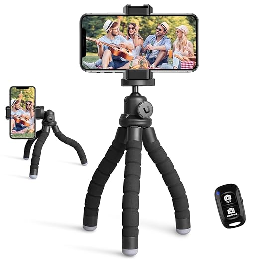 UBeesize Phone Tripod, Portable and Flexible Tripod with Wireless Remote and Clip, Cell Phone Tripod Stand for Video Recording