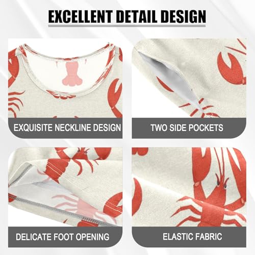 Pajama Sets Short Sleeve Red Lobster Pattern Print Soft Cotton Summer Sleepwear 2 Piece PJS Size 5-14T3