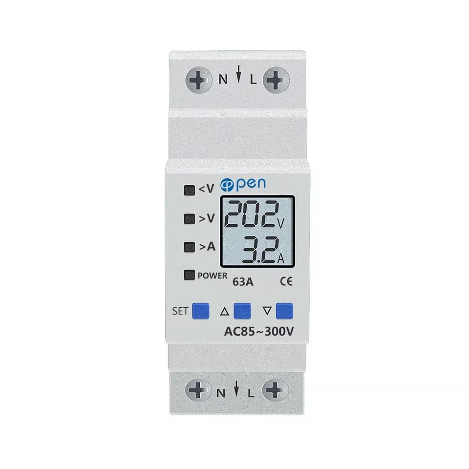 1 Phase 2 Wire 85-300V Adjustable Over Under Voltage Protector with Current Limit Protection with energy meter function 63A (B0B6RY21KM) Amazon Price History, Amazon Price Tracker
