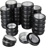 DAJAVE 30 Pack Tin with Lids 2 Oz Salve Tins, 2 Oz Metal Tin Container with Lids Empty Small Round Black Tins for Candy, Lip Balm, Candles