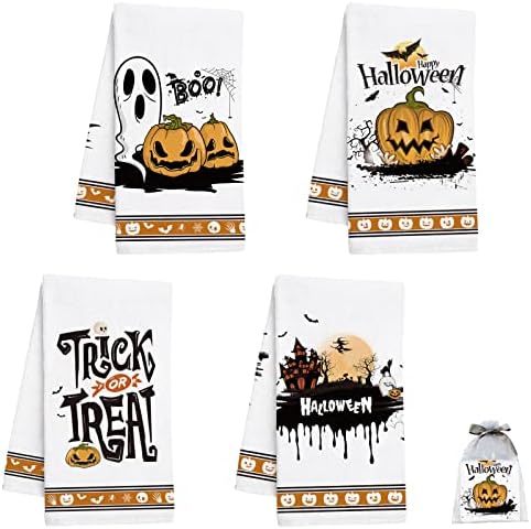 Nialnant Halloween Dish Towels for Kitchen, Halloween Pumkin Kitchen Towels and dishcloths Sets, Housewarming Gifts for New Home - 16 x 23.6 Inch