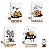 Nialnant Halloween Dish Towels for Kitchen, Halloween Pumkin Kitchen Towels and dishcloths Sets, Hou