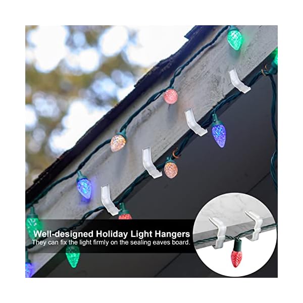 Marsui 150 pieces christmas light hanger hooks 1 5/8 inch fascia boards clips weatherproof plastic outdoor holiday light clip for christmas party decoration roof gutter fence eave - image 5