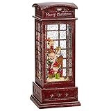 RAZ Imports Christmas Snow Globe/Water Globe — Elves in Lighted Phone Booth — 4.2