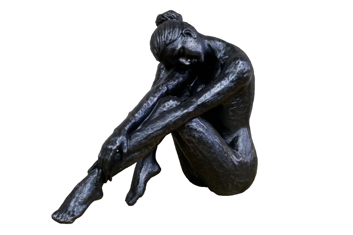 Venture Vehicles Ltd Black Artistic Posed Naked Sitting Woman Sculpture | Resin Home Decor