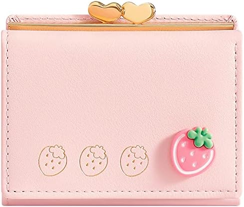 [Luckele] YINHEXI Wallet Card Holder, Small Bifold RFID Blocking Purse, Cute Small Leather Pocket Wallet for Women, Girls, Ladies (Baby Pink)