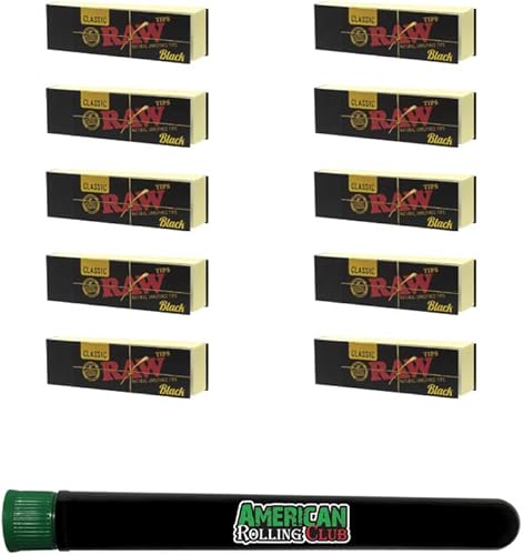 Puntas de papel de liar negras crudas (paquete de 10) con tubo American Rolling Club