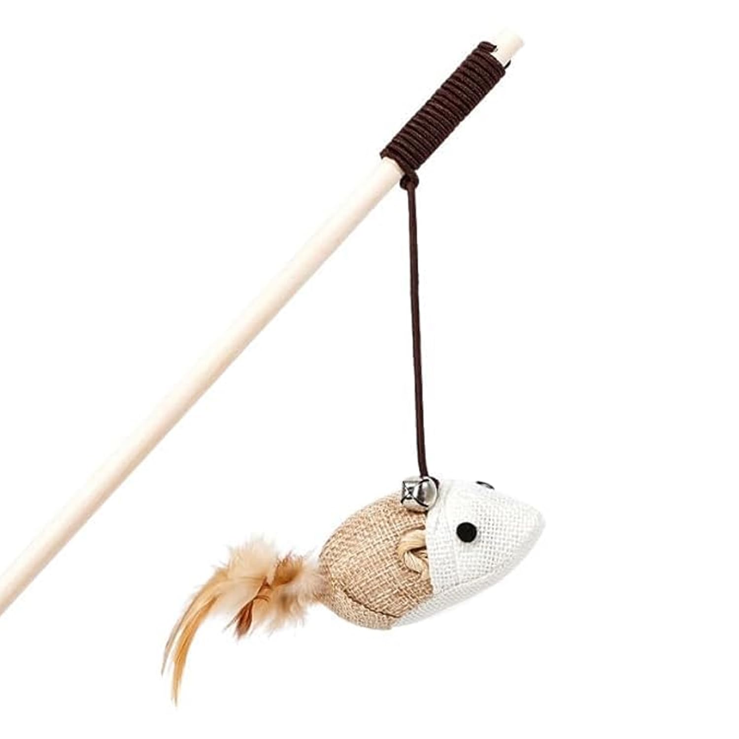 Petbabas Cat and Dog Playing Stick |Durable Dog and cat Teaser Playing Stick with Interactive Feather| Non- Slip and Non Toxic Durable Teasing Wand Toy with Rope (Multi)