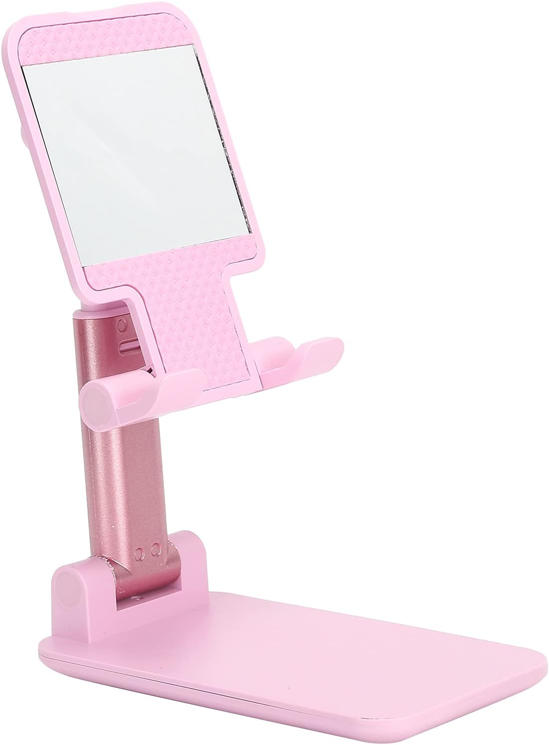 070 Portable Mobile Phone Holder Folding Adjustable Retractable Multifunctional Desktop Stand for Chasing Drama Playing Tablet(Pink)
