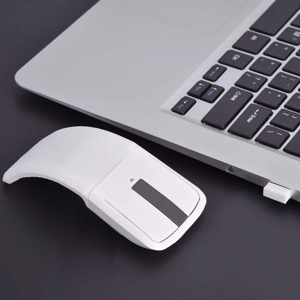 2.4GHz Foldable Mouses, Ergonomical Arc Touch 10M/32.81FT USB Receiver Optical Folding Mouse for Laptop Notebook PC Computer, Flatten to Turn Off (White) image 2
