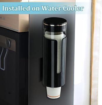 Wall Mounted Cup Holder, Black 45-Capacity Paper Cup Dispenser