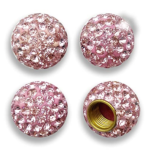 Bling Car Tire Valve Stem Caps,Handmade Rhinestones Stem Covers Tire Caps Bling Car Accessories, Attractive Dustproof Bling Car Accessories,Pink