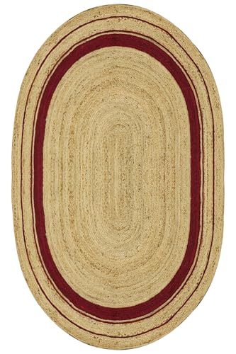 Tapis de couloir ovale résistant en jute tressé 61 x 350 cm intérieur extérieur