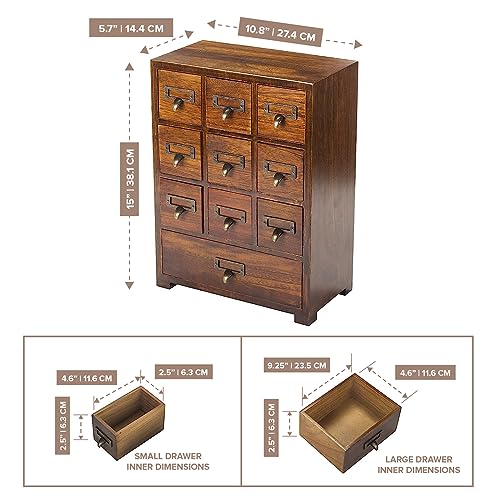 Primo Supply Library Card Catalog Solid Wood Small Curio Cabinet l Retro Storage Organizer Apothecary Drawer Dresser l Thread Coin Trading Card Storage Shelf | Tall - Fully Assembled