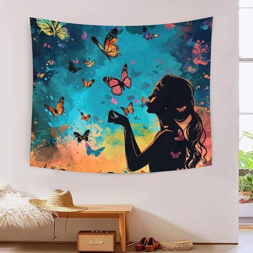 Tapisserie murale papillon deco de chambre et grand salon cocooning 180 x 230 cm
