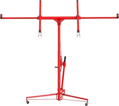 GarveeTech 16 ft Drywall Lift, Sheetrock Lift Drywall Lift, 150 LBS Capacity Drywall Lift Panel Hoist with 360 Adjustable Telescopic Arm & 3 Lockable Wheels, Red