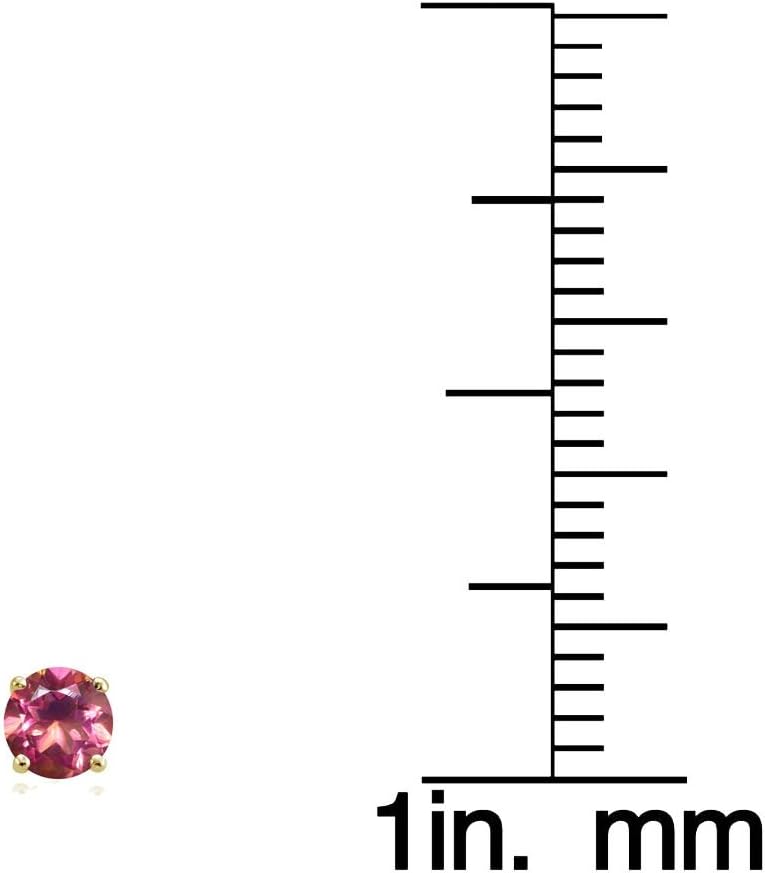 Sterling Silver Treated Pink Topaz Round Stud Earrings, 6mm - Image 3