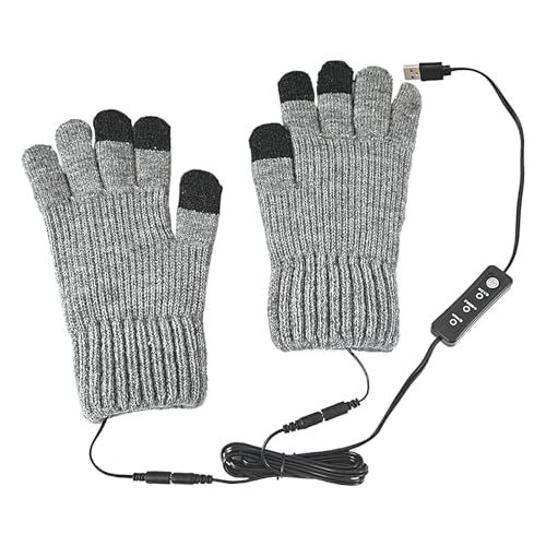 Birtern Guantes calefactables recargables, guantes de mano con calefacción enchufable USB, calentadores de manos de calor cálido, tres ajustes de temperatura para hombres y mujeres, actividades al