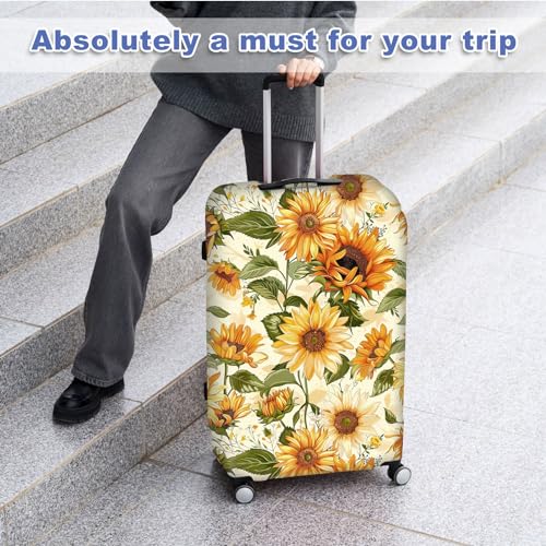 Travel Luggage Cover, Luggage Covers for Suitcase TSA Approved, Washable Suitcase Protector Fits 29-30 Inch Luggage, Pattern Of Sunflowers4