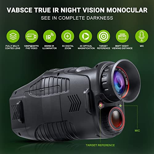 Noktowizor, 1080P HD monokularowy noktowizor akumulator na podczerwień 5x zoom cyfrowy gogle polowanie Camping teleskop nagrywanie na zewnątrz Do Nocnego OgląDania Lub Obserwacji (Color : ADD 32G, S