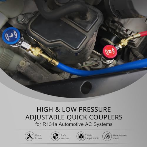 Ystool YS102T-1 Automotive Ac R134A Adjustable Quick Coupler Kit Hvac High Low Connector Conversion With 1/4 Inch Sae Male Flare Adapter Work With Standard Auto Air Conditioner Manifold Gauge thumb #5