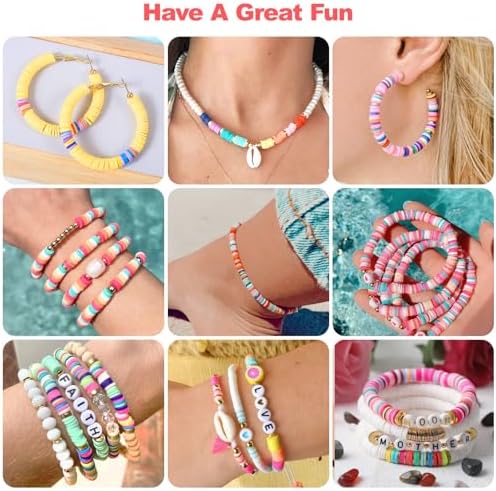 Redtwo 23000Pcs Clay Beads Friendship Bracelet Making Kit, 7 Boxes 144 Colors Flat Polymer Heishi Beads Set for Friendship Jewelry Making Kit with Pendant Charms, Crafts Gifts for Girls Ages 6-12 Kids — view 4