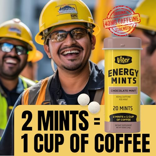 Image of Viter Energy Caffeinated Mints 40mg Caffeine, B Vitamins, Sugar Free. (Chocolate Mint, 20pcs, 6 Pack)