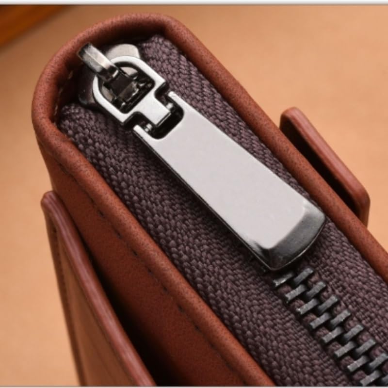 VIDI Retro Men's Wallet Zipper Large Capacity PU Leather