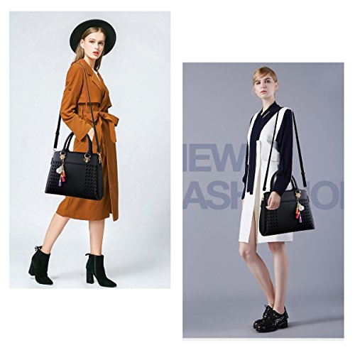 Womens Purses and Handbags Ladies Designer Satchel Tote Bag Shoulder Bags, Black