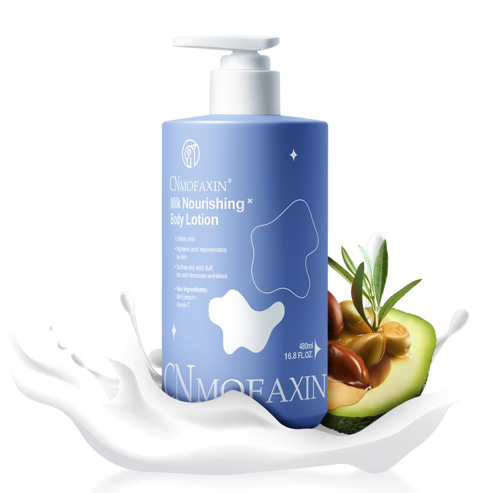 Milk Nourishing Body Lotion 480ml, Deep Hydration & Skin Brightening with Vitamin C & Avocado Oil