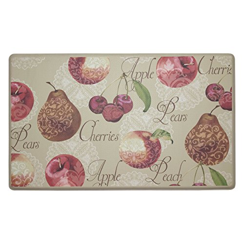 Chef Gear – Anti-Fatigue Gelness Kitchen Mat, Elegant Fruit Design, Cushioned Comfort Chef Mat, Faux Leather, Cooking & Standing Relief, Memory Foam & Skid-Resistant, Measures 18
